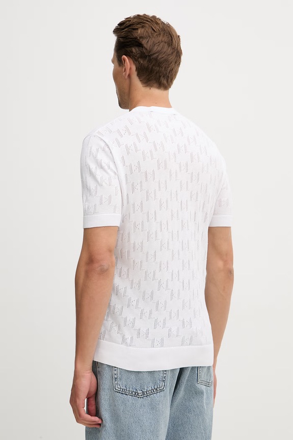 Odzież Karl Lagerfeld T-shirt swetrowy męski bawełniany 562301.655004 biały