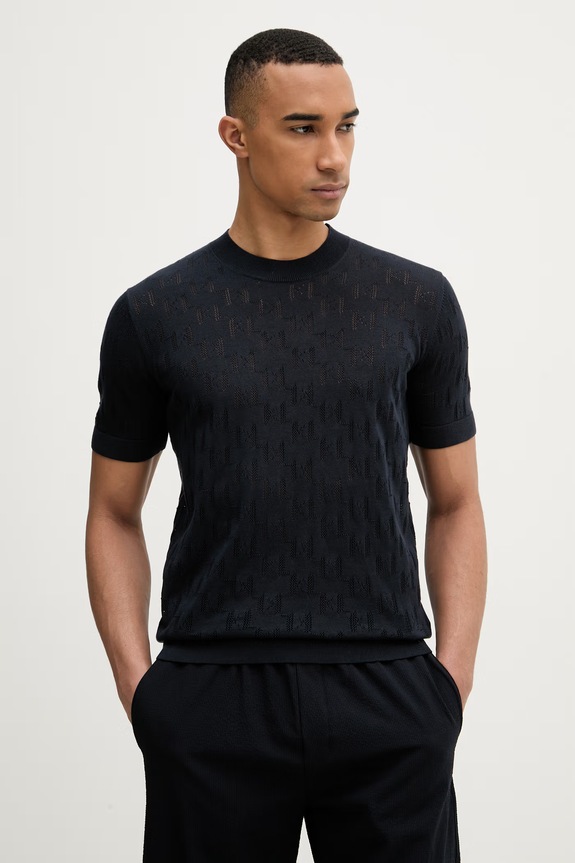 Karl Lagerfeld maglietta maglione da uomo in cotone blu navy 562301.655004