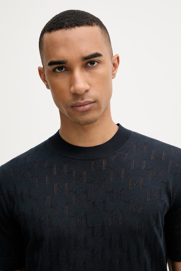 Karl Lagerfeld maglietta maglione da uomo in cotone blu navy 562301.655004