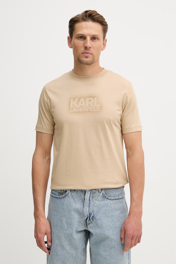 Хлопковая футболка Karl Lagerfeld хлопок бежевый 562242.755060