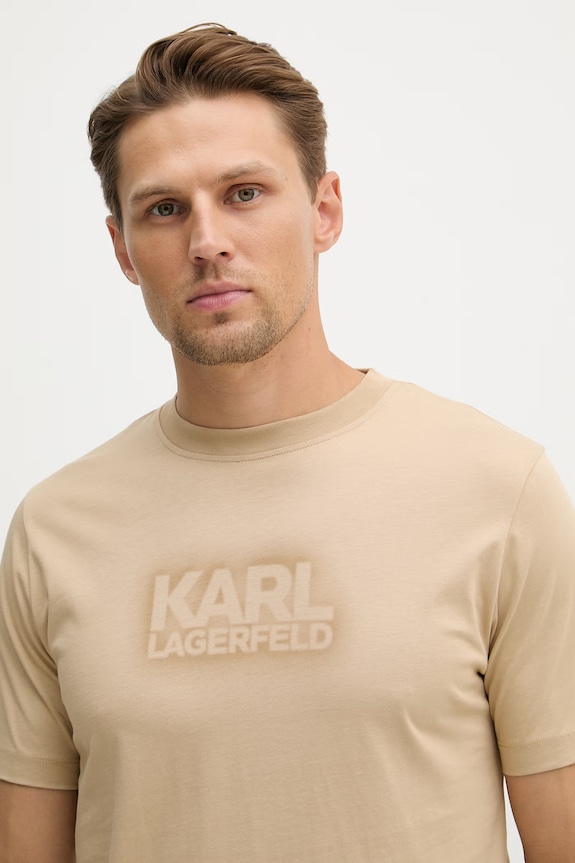 Хлопковая футболка Karl Lagerfeld бежевый 562242.755060