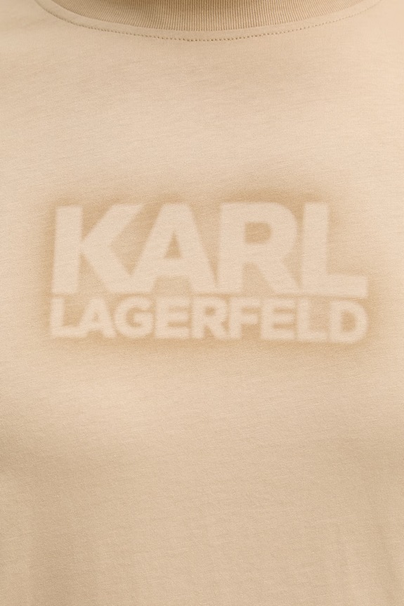 Хлопковая футболка Karl Lagerfeld 562242.755060 бежевый