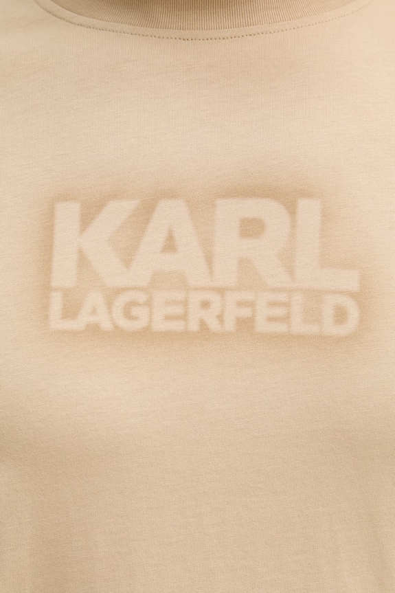 Хлопковая футболка Karl Lagerfeld 562242.755060 бежевый