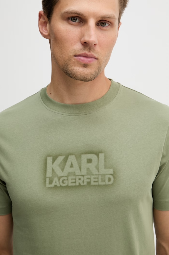 Karl Lagerfeld t-shirt bawełniany zielony 562242.755060