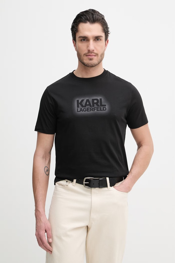 Karl Lagerfeld t-shirt bawełniany nadruk czarny 562242.755060