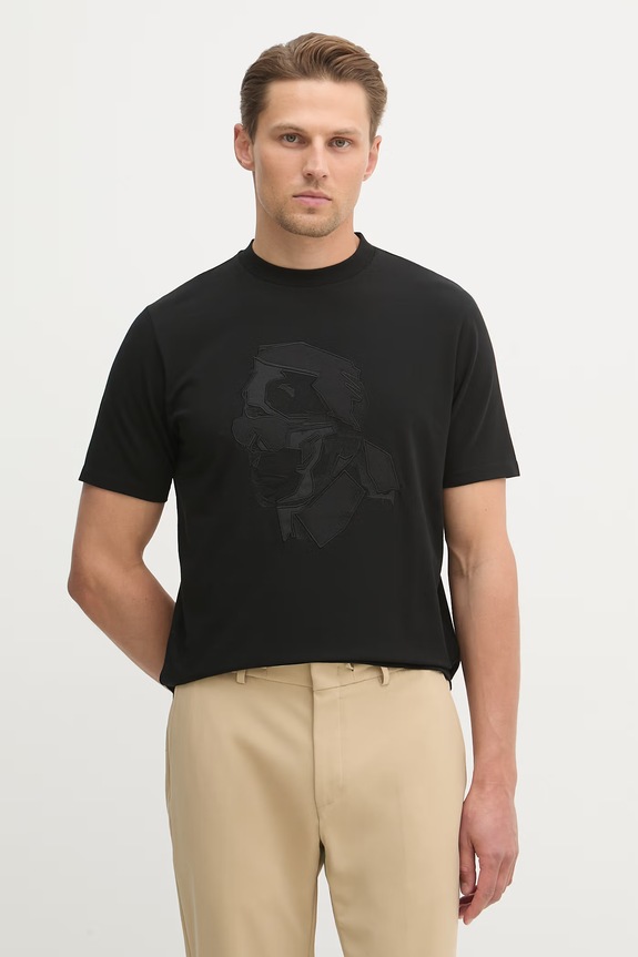 Karl Lagerfeld t-shirt elasztánnal fekete 562221.755036