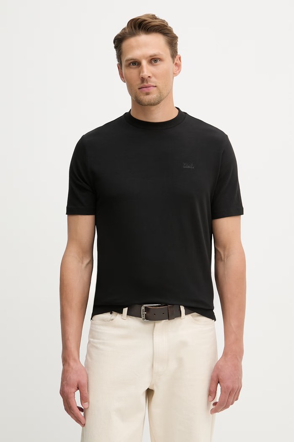 Karl Lagerfeld t-shirt elasztánnal fekete 562235.755034