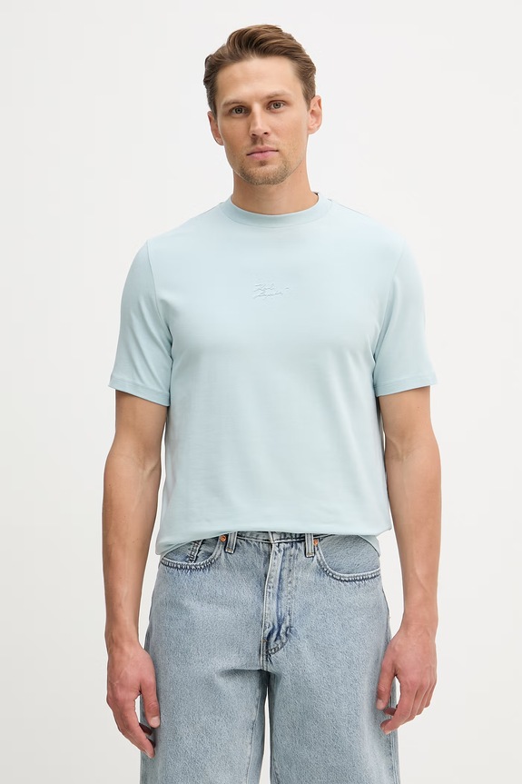 Karl Lagerfeld t-shirt z elastanem niebieski 562235.755047