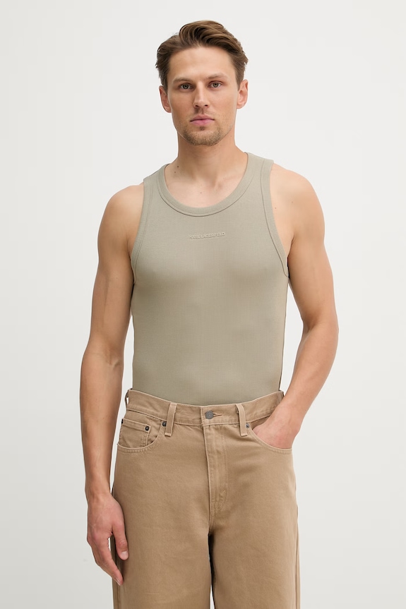 Karl Lagerfeld t-shirt z elastanem zielony 562238.755042