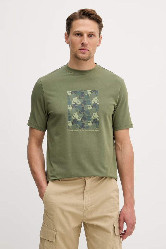 Karl Lagerfeld t-shirt elasztánnal zöld 562221.755037