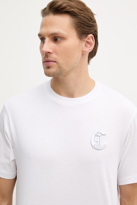 Just Cavalli tricou din bumbac alb 80OAHT07.CJ500
