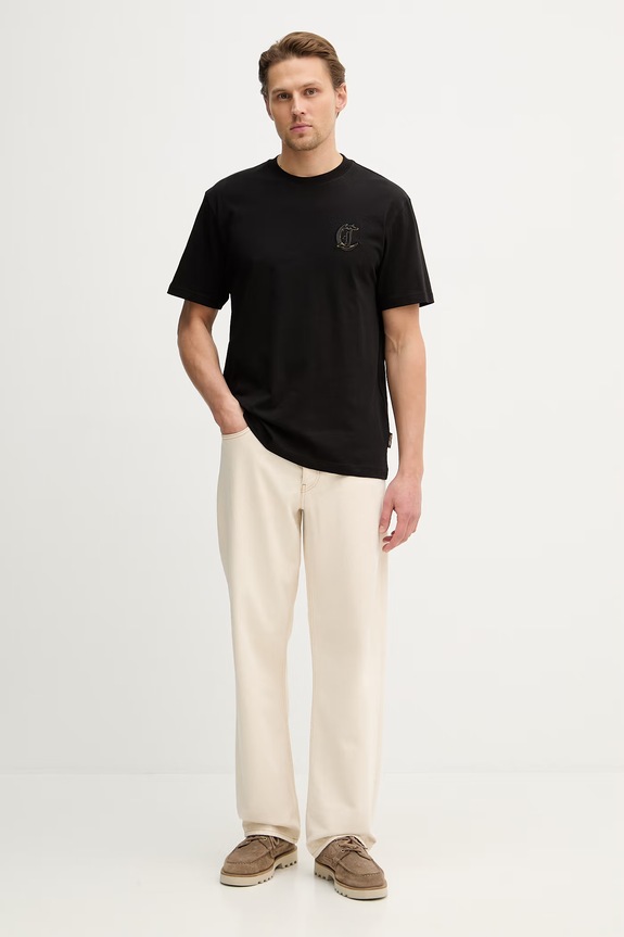Just Cavalli t-shirt bawełniany 80OAHT07.CJ500 czarny SS26