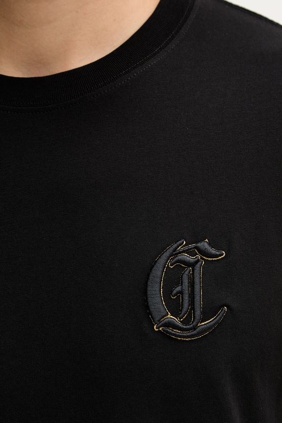Just Cavalli t-shirt bawełniany 80OAHT07.CJ500 czarny