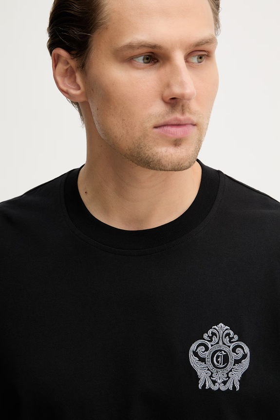 Just Cavalli t-shirt bawełniany czarny 80OAHE15.CJ110