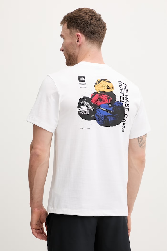 The North Face t-shirt bawełniany CELEBRATION nadruk biały NF0A8GAQFN41