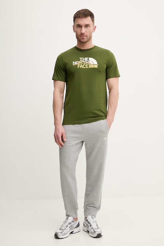 The North Face tricou din bumbac MOUNTAIN NF0A8GUXBRI1 verde SS26