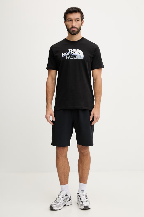 The North Face t-shirt bawełniany MOUNTAIN NF0A8GUXJK31 czarny SS26