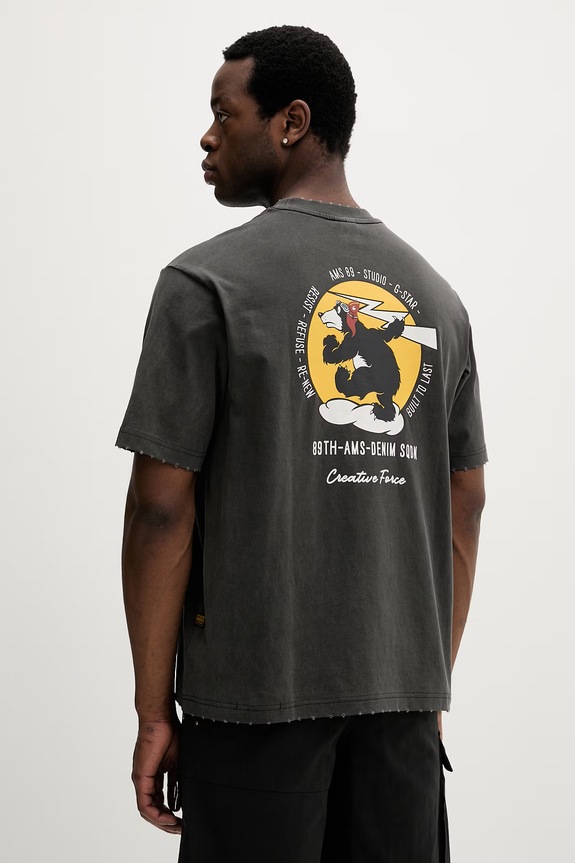G-Star Tricou bărbați bumbac Back gr loose gri D28605.E401