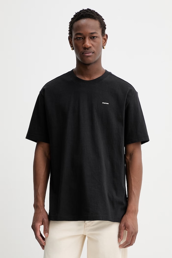 G-Star t-shirt męski bawełniany Relaxed base nadruk czarny D28588.D593