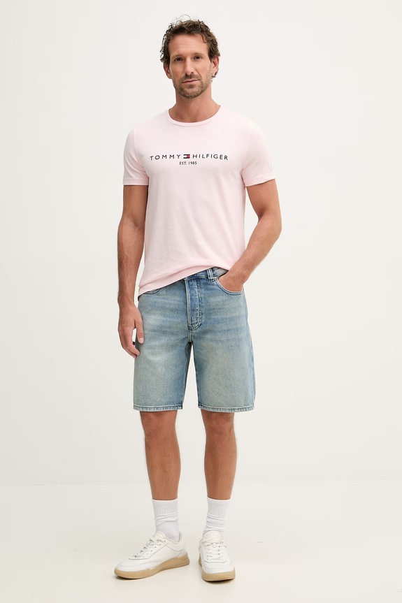 Tommy Hilfiger T-shirt Ανδρικό βαμβακερό MW0MW11797. ροζ SS26