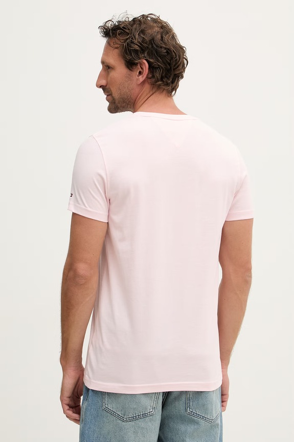 Ρούχα Tommy Hilfiger T-shirt Ανδρικό βαμβακερό MW0MW11797. ροζ