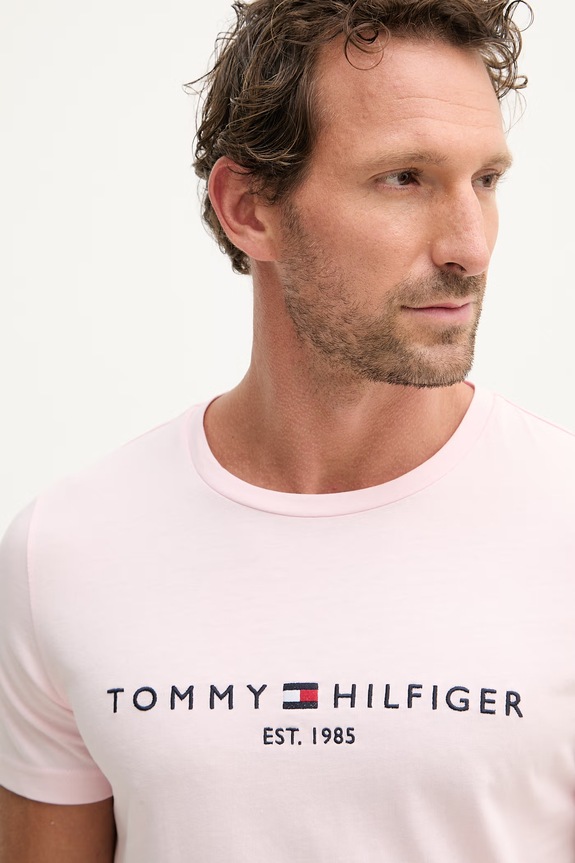 Tommy Hilfiger T-shirt Ανδρικό βαμβακερό ροζ MW0MW11797.