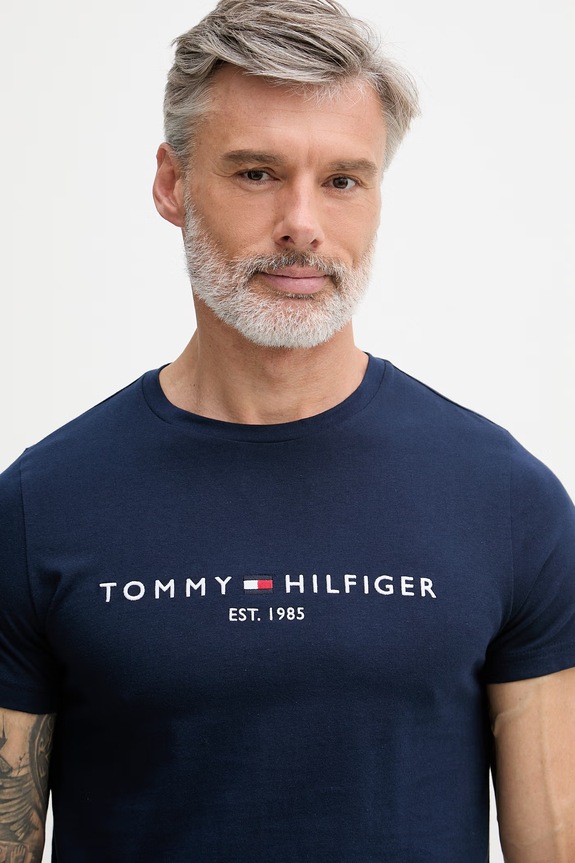 Tommy Hilfiger férfi pamut póló sötétkék MW0MW11797.