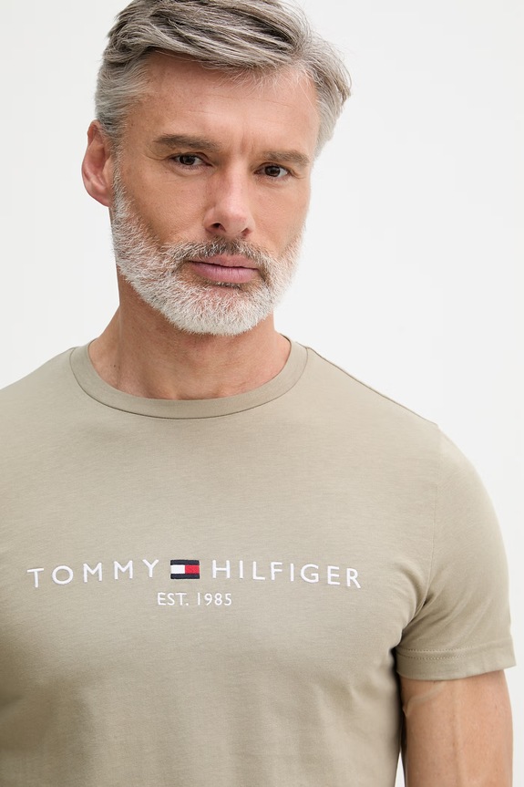 Tommy Hilfiger póló férfi pamut bézs MW0MW11797.