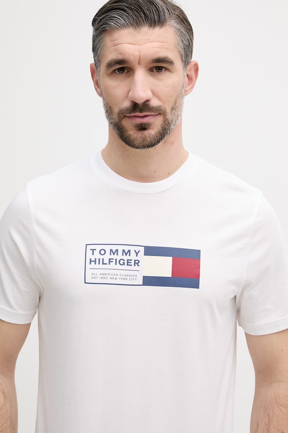 Tommy Hilfiger T-shirt da uomo in cotone bianco MW0MW42366