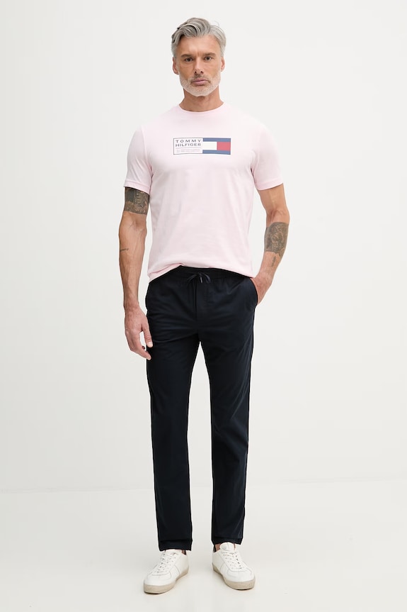 Tommy Hilfiger tricou pentru bărbați, din bumbac MW0MW42366 roz SS26