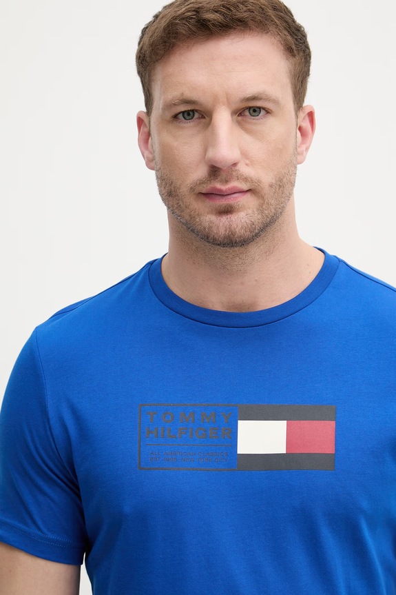 Tommy Hilfiger tricou pentru bărbați, din bumbac albastru MW0MW42366