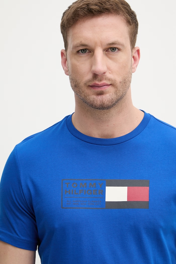Tommy Hilfiger tricou pentru bărbați, din bumbac albastru MW0MW42366