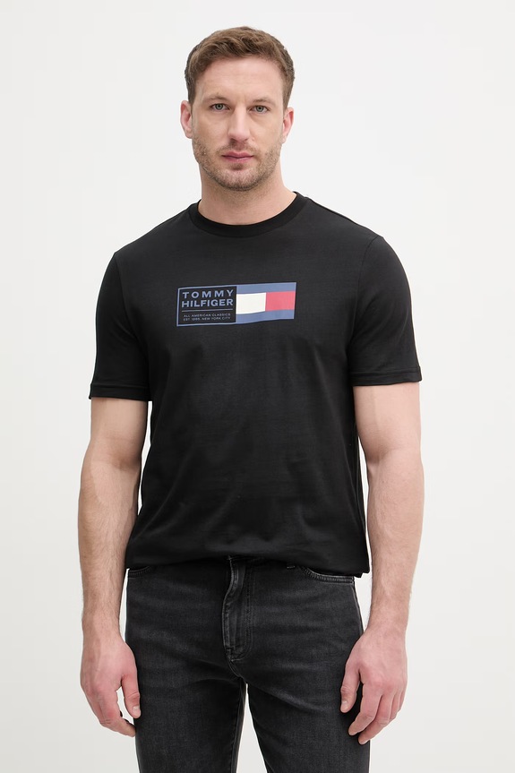 Tommy Hilfiger tricou pentru bărbați, din bumbac negru MW0MW42366