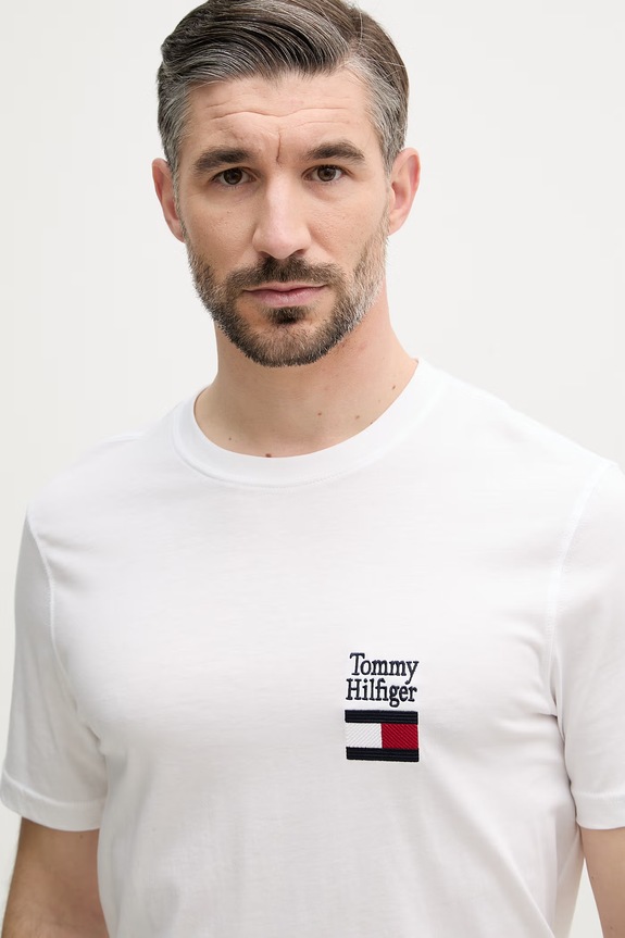 Tommy Hilfiger basic tričko pánské bavlněné bílá MW0MW42367