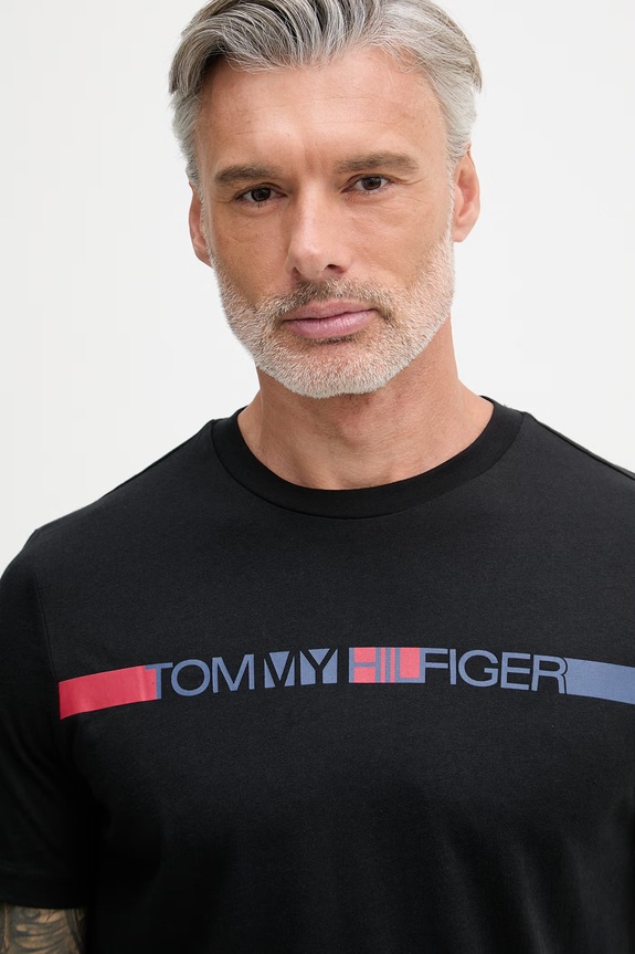 Tommy Hilfiger tričko pánske bavlnené čierna MW0MW42368