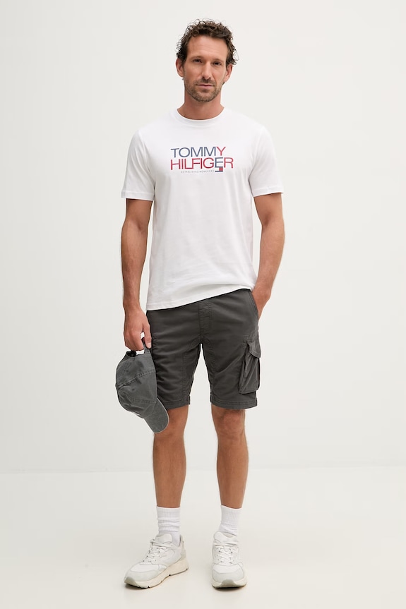Tommy Hilfiger t-shirt męski bawełniany MW0MW42369 biały SS26