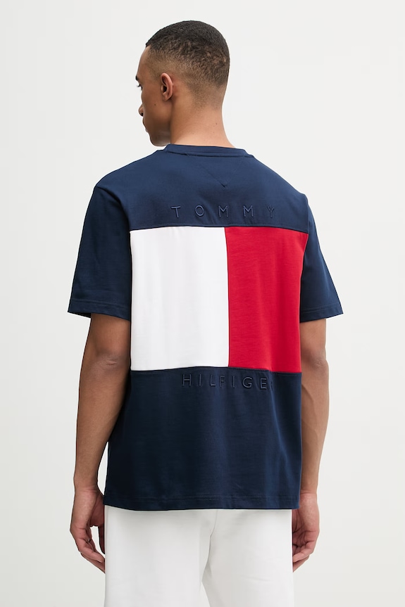 Oblečení Tommy Hilfiger tričko pánské bavlněné MW0MW42382 námořnická modř