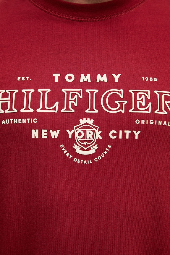 Tommy Hilfiger t-shirt męski bawełniany MW0MW42387 bordowy