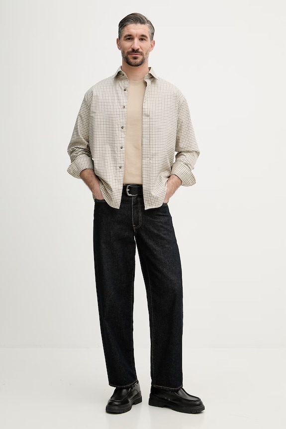 Tommy Hilfiger basic tričko pánské bavlněné MW0MW42393 béžová SS26