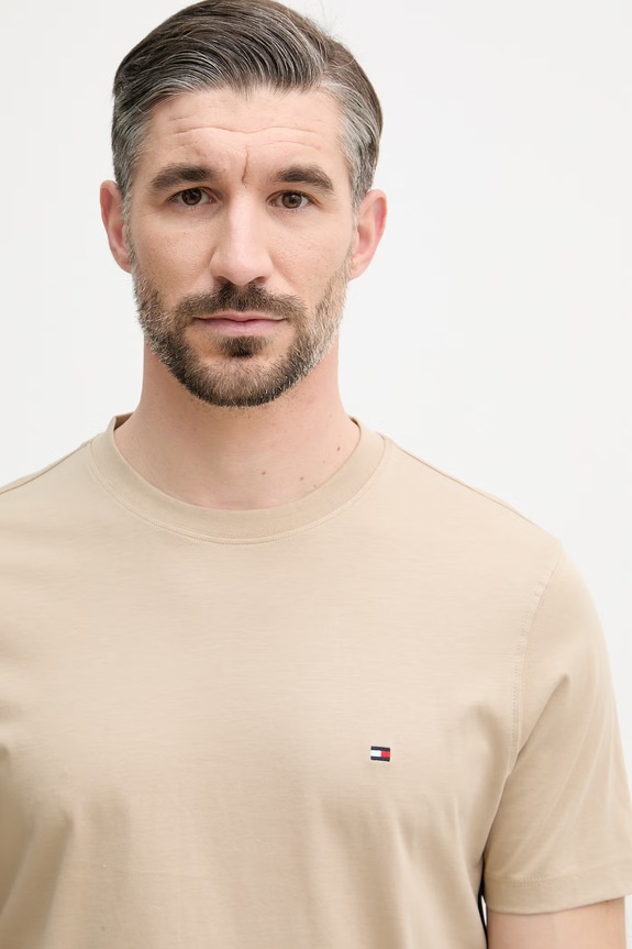 Tommy Hilfiger basic tričko pánské bavlněné béžová MW0MW42393