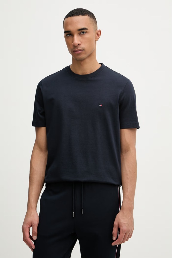 Tommy Hilfiger Μπλουζάκι basic ανδρικό βαμβακερό σκούρο μπλε MW0MW42393