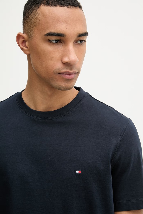 Tommy Hilfiger Μπλουζάκι basic ανδρικό βαμβακερό σκούρο μπλε MW0MW42393