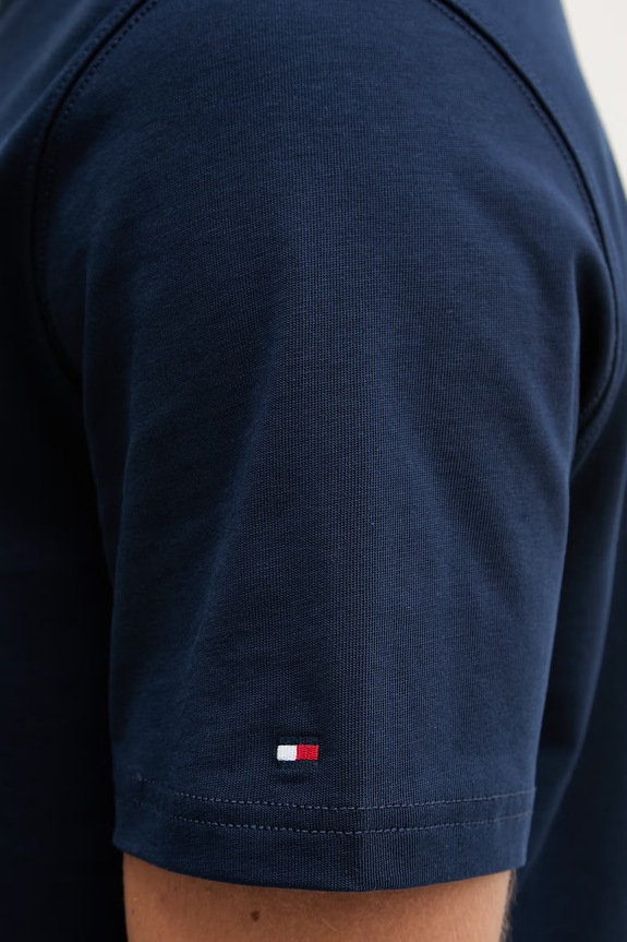 Tommy Hilfiger t-shirt basic męski bawełniany MW0MW42394 granatowy