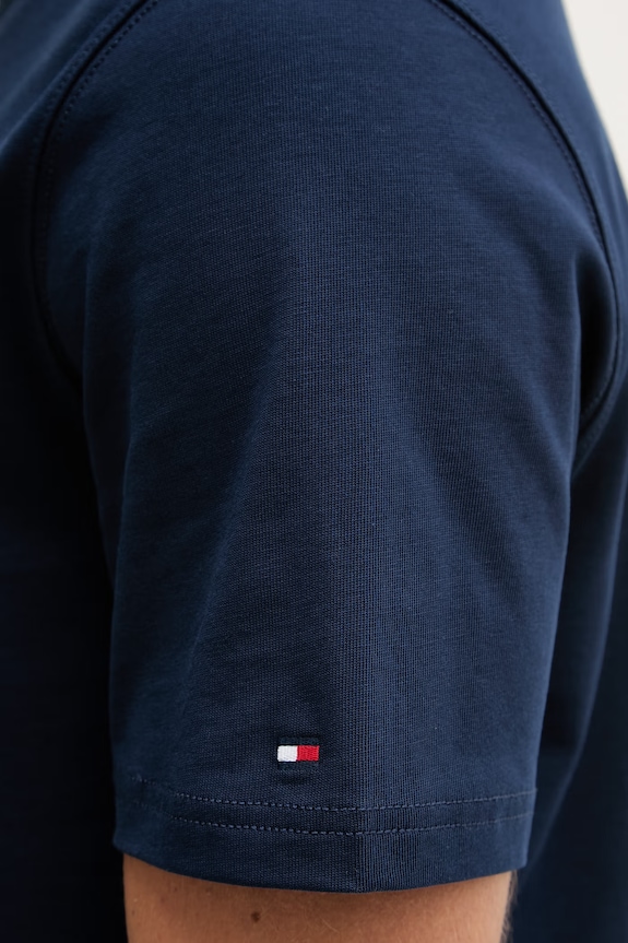 Tommy Hilfiger t-shirt basic męski bawełniany MW0MW42394 granatowy
