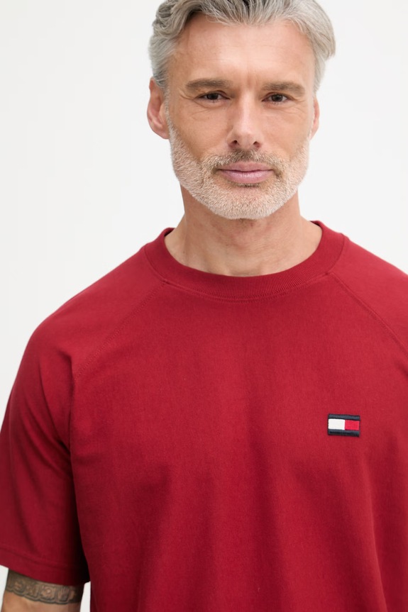 Tommy Hilfiger tričko dámske bavlnené burgundské MW0MW42396