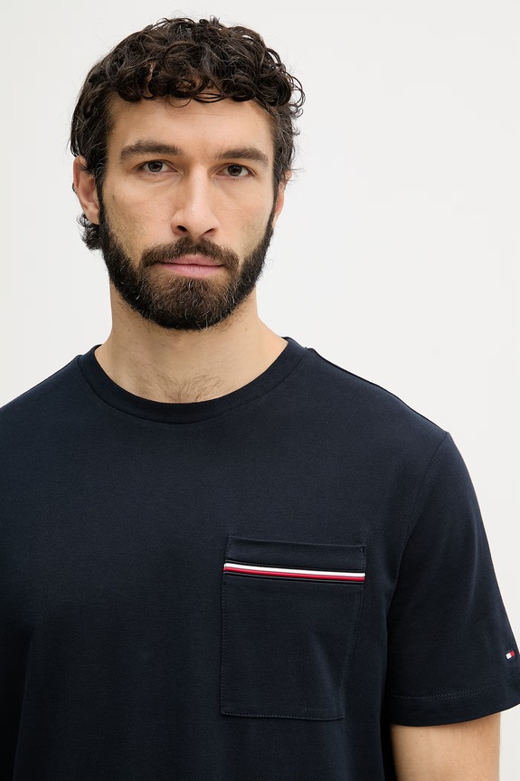 Tommy Hilfiger T-shirt Ανδρικό βαμβακερό σκούρο μπλε MW0MW42397