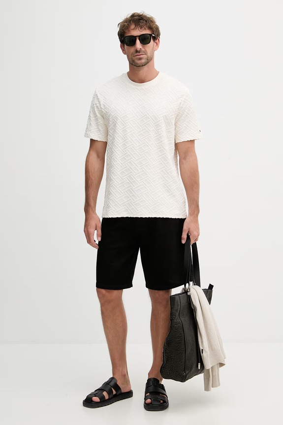 Tommy Hilfiger T-shirt męski bawełniany SUMMER MW0MW42381 beżowy SS26