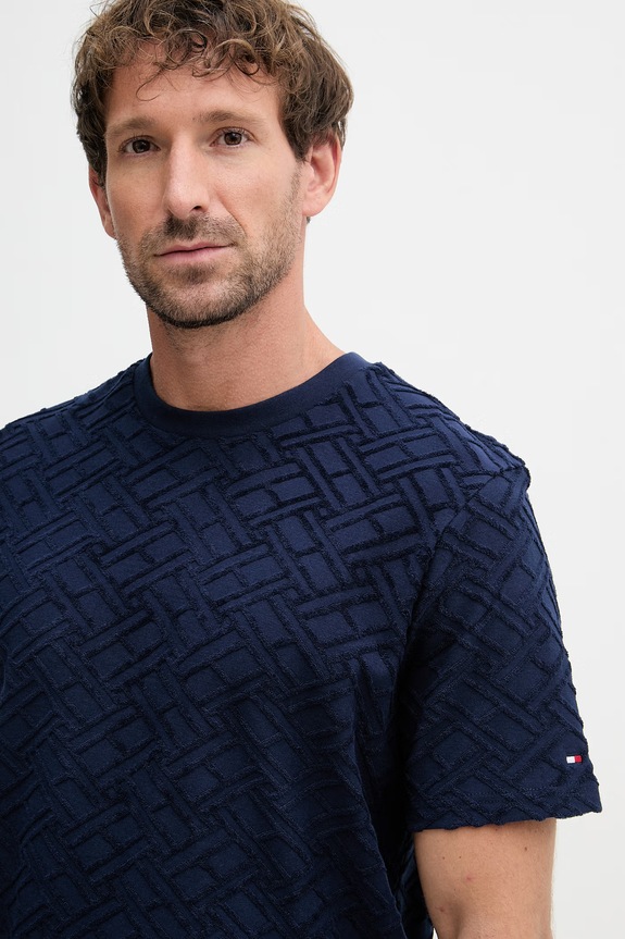 Tommy Hilfiger kratka majica moška bombažna SUMMER mornarsko modra MW0MW42381