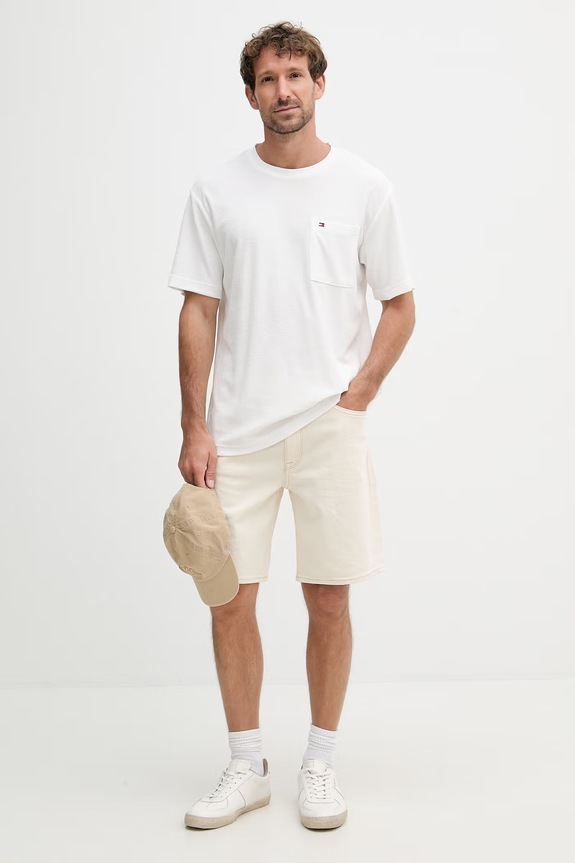 Tommy Hilfiger moški z bombažem SUMMER MW0MW43058 bela SS26