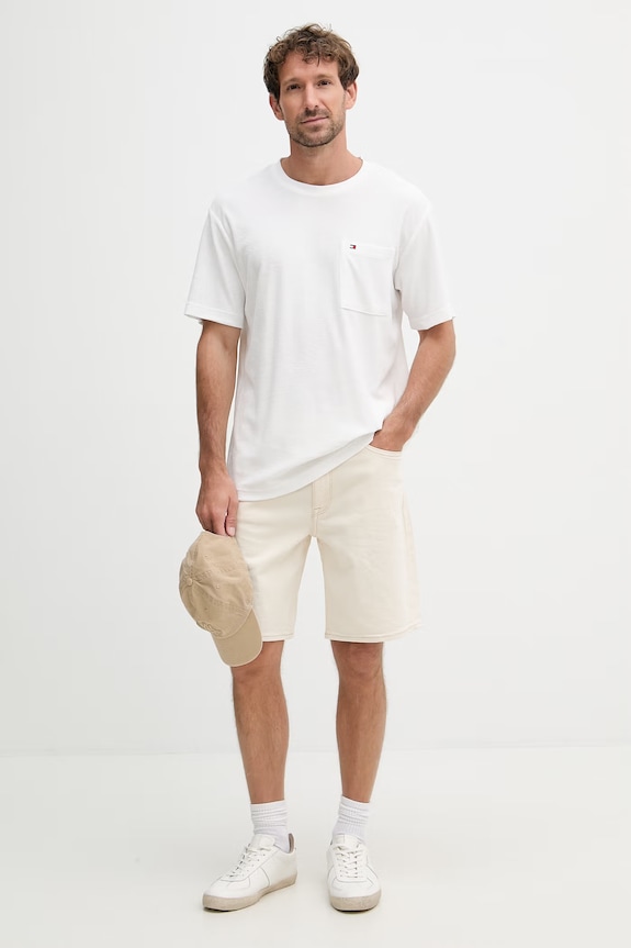 Tommy Hilfiger moški z bombažem SUMMER MW0MW43058 bela SS26
